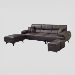 Sofa Da Cleo SF039 – Bộ sofa màu nâu đậm viền vàng 2m4 | Nội Thất giá tốt 2K