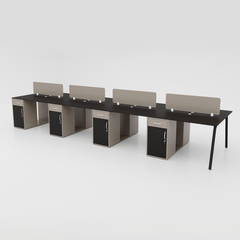 Cụm bàn làm việc 8 người BNVG008 - Gỗ MFC phủ melamin vân gỗ đen 025 | Nội Thất giá tốt 2K