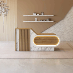 Quầy lễ tân QLTS018 - Vân Đá Trắng + 388 Phủ Melamine