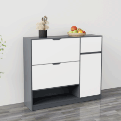 Tủ giày TGS014  - 2 Lật 1 cánh 1 ngăn kéo màu xám trắng | Nội Thất giá tốt 2K