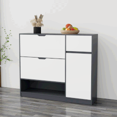 Tủ giày TGS014  - 2 Lật 1 cánh 1 ngăn kéo màu xám trắng | Nội Thất giá tốt 2K