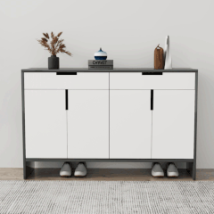 Tủ giày 4 cánh TGS013 - Gỗ mfc phủ melamin màu đen cánh trắng | Nội Thất giá tốt 2K