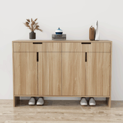 Tủ giày 4 cánh TGS013 - Gỗ mfc phủ melamin màu vân gỗ vàng | Nội Thất giá tốt 2K