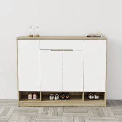 Tủ giày 4 cánh 1 ngăn kéo TGS015 - Gỗ mfc phủ melamin Lim+ cánh trắng | Nội Thất giá tốt 2K