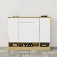 Tủ giày 4 cánh TGS015 - Gỗ mfc phủ melamin màu vàng A37 cánh trắng | Nội Thất giá tốt 2K