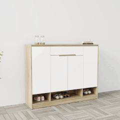 Tủ giày 4 cánh 1 ngăn kéo TGS015 - Gỗ mfc phủ melamin Lim+ cánh trắng | Nội Thất giá tốt 2K