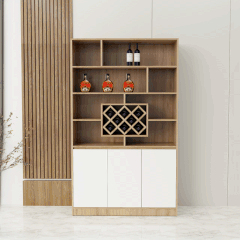 Tủ rượu TR002 - Gỗ mfc phủ melamin màu vàng 388 + trắng  | Nội Thất giá tốt 2K