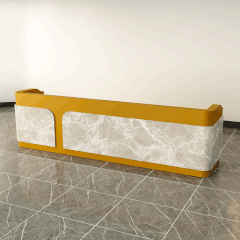 Quầy lễ tân QLTS014 - Gỗ MDF Sơn Bệt Vàng Mustard Hiện Đại, Điểm Nhấn Cho Không Gian Văn Phòng