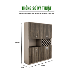 Tủ Pantry 007 160cm Cao 200cm – Tủ 8 Cánh Với Ngăn Rượu Vang