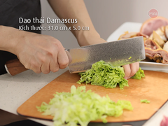 Dao thép Damascus  iMat, lưỡi bằng thép không gỉ 9Cr18, cán gỗ cẩm lai tự nhiên