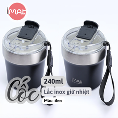Cốc Lắc Inox 240ml 2 Thành Không Giữ Nhiệt Nóng Lạnh 3 màu Tím/ Be/ Đen