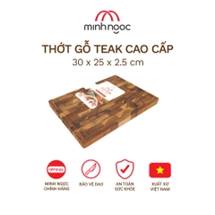 Thớt gỗ Teak cao cấp Minh Ngọc kháng khuẩn tự nhiên, an toàn, bền đẹp, cỡ trung 35x25x2.5cm
