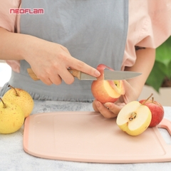 Bộ 4 Dao cán gỗ, lưỡi thép không gỉ iMat. Lưỡi thép 5CR15 sắc bén, bền bỉ. Cán gỗ tự nhiên sang trọng