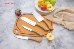 Bộ 4 Dao cán gỗ, lưỡi thép không gỉ iMat. Lưỡi thép 5CR15 sắc bén, bền bỉ. Cán gỗ tự nhiên sang trọng