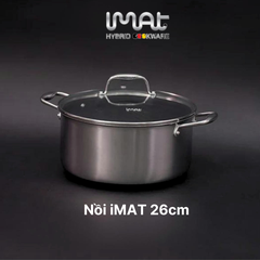 Combo iMat Hybrid 26cm. Gồm nồi - chảo chiên - chảo xào - xửng hấp size 26cm