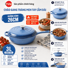 Chảo Gang Imat Tráng Men Sứ Enamel 26CM