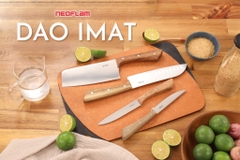 Bộ 4 Dao cán gỗ, lưỡi thép không gỉ iMat. Lưỡi thép 5CR15 sắc bén, bền bỉ. Cán gỗ tự nhiên sang trọng