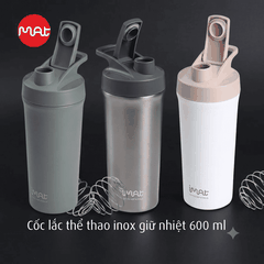 Cốc Lắc Thể Thao IMat 600ml Kèm Bóng Lò Xo 3 Màu Xanh Nhiệt Đới/ Xám/ Trắng Yến Mạch