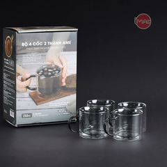 Bộ 4 cốc IMAT AME 2 thành thủy tinh borosilicate dung tích  250ml