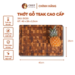 Thớt gỗ Teak chữ nhật đầu cây  - DC03 40x28x2.5cm