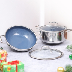 Chảo Đa Năng Cỡ Vừa Imat Hybrid 24Cm, Chống Dính Ceramic Xanh