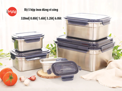 Bộ 5 hộp inox iMAT dùng được trong lò vi sóng