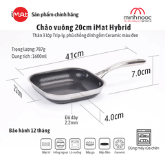 Chảo Chiên Vuông Imat Hybrid 20Cm, Chống Dính Ceramic Đen
