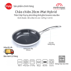Chảo Imat Hybrid 20Cm, Chống Dính Ceramic Đen