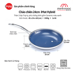 Chảo Chiên Cỡ Vừa Imat Hybrid 24Cm, Chống Dính Ceramic Xanh