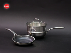 Combo Chảo chiên xào iMat Hybrid 20cm tặng kèm xửng hấp