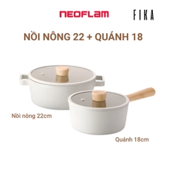 Bộ quánh 18cm & nồi nông 22cm Neoflam Fika Hàn Quốc