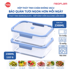Hộp Thủy Tinh Chân Không Vacu Neoflam Chịu Nhiệt Borosilicate Hút Chân Không 570Ml| 950Ml|1500L| 2300ml