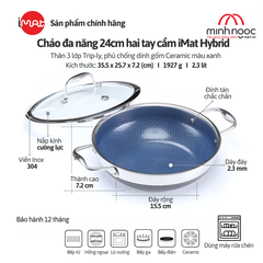 Chảo Đa Năng Cỡ Vừa Imat Hybrid 24Cm, Chống Dính Ceramic Xanh