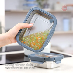 Hộp Inox Dùng Vi Sóng iMat, Nắp Thuỷ Tinh Chịu Nhiệt