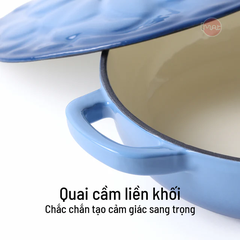 Chảo gang tráng men đa năng nắp cánh hoa 24cm có vung
