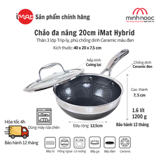 Chảo Đa Năng Imat Hybrid 20Cm, Chống Dính Ceramic Đen