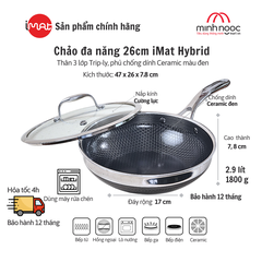 Chảo Đa Năng Imat Hybrid 26Cm, Chống Dính Ceramic Đen