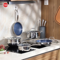 Chảo Đa Năng Cỡ Vừa Imat Hybrid 24Cm, Chống Dính Ceramic Xanh