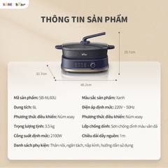 Nồi Lẩu Bear 2 Ngăn SB-NL60U Dung Tích 6L
