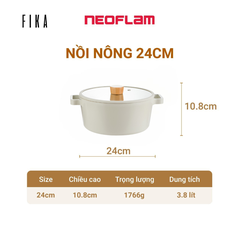 Nồi cỡ trung Neoflam Fika Hàn Quốc 24cm dung tích 3.8l