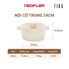 Combo bếp từ - nồi cỡ vừa 24cm Neoflam Fika Hàn Quốc