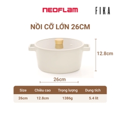 Nồi cỡ lớn Neoflam Fika Hàn Quốc 26cm dung tích 5.7l