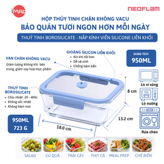 Hộp Thủy Tinh Chân Không Vacu Neoflam Chịu Nhiệt Borosilicate Hút Chân Không 570Ml| 950Ml|1500L| 2300ml