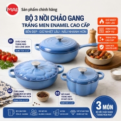 Bộ Nồi Chảo Gang Imat Đúc Tráng Men Sứ Enamel - Nhiều Kích Cỡ Lựa Chọn