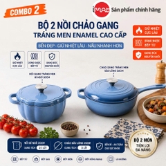 Bộ Nồi Chảo Gang Imat Đúc Tráng Men Sứ Enamel - Nhiều Kích Cỡ Lựa Chọn