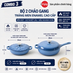 Bộ Nồi Chảo Gang Imat Đúc Tráng Men Sứ Enamel - Nhiều Kích Cỡ Lựa Chọn