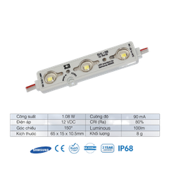 Chip LED SamSung 2835 Module 3 Bóng SiD IP68, Bảo hành 3 năm