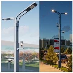 Cột Đèn Đường Thông Minh ZALAA Smart Poles Gồm 5 tính năng Chiếu sáng, Camera, Bảng LED, Phát Wifi, Báo động