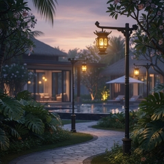 Cột Đèn Sân Vườn Châu Âu Cổ Điển ZALAA (3.0m - 3.5m) - Đèn Lồng Tay Thả , Thân Thép Tấm Dập Khuôn | ZSL-GLP-EC-EU003B