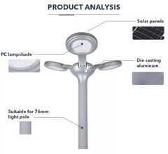 Đèn Sân Vườn Kiểu Dáng 3 Cánh Hoa Hiện Đại 2023 ZG-TYD5106-3 33W ZALAA Solar Garden Cho cột cao 4-6m